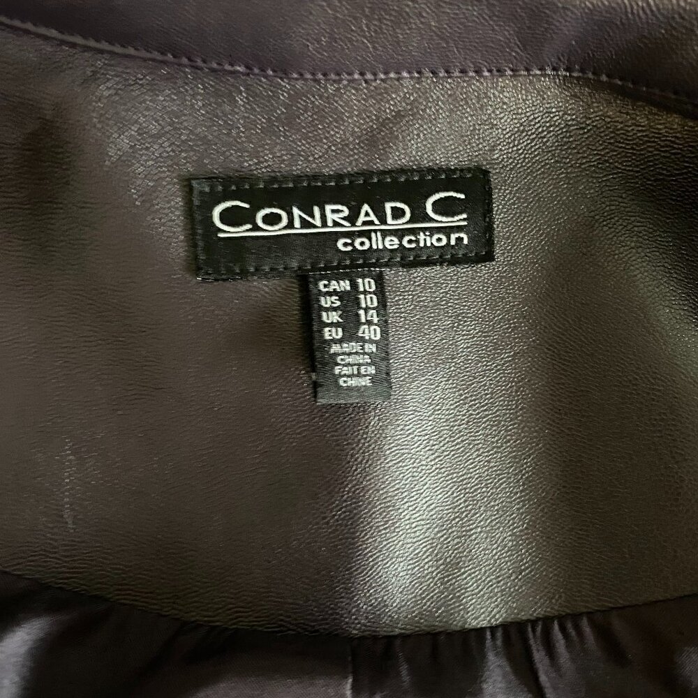 Conrad C Mixed Media Deep Plum Zip Up Faux Leather Jacket 10 - Picture 11 of 14
